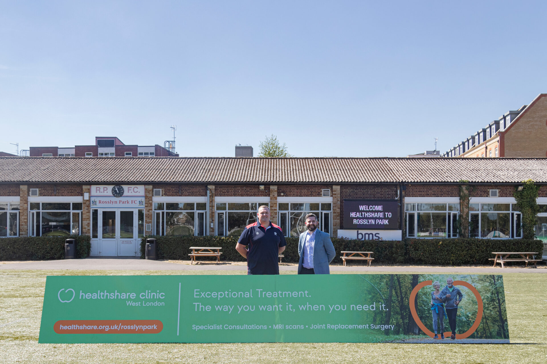 Kenny Moore and Christopher-John Perrin outside Rosslyn Park FC HQ